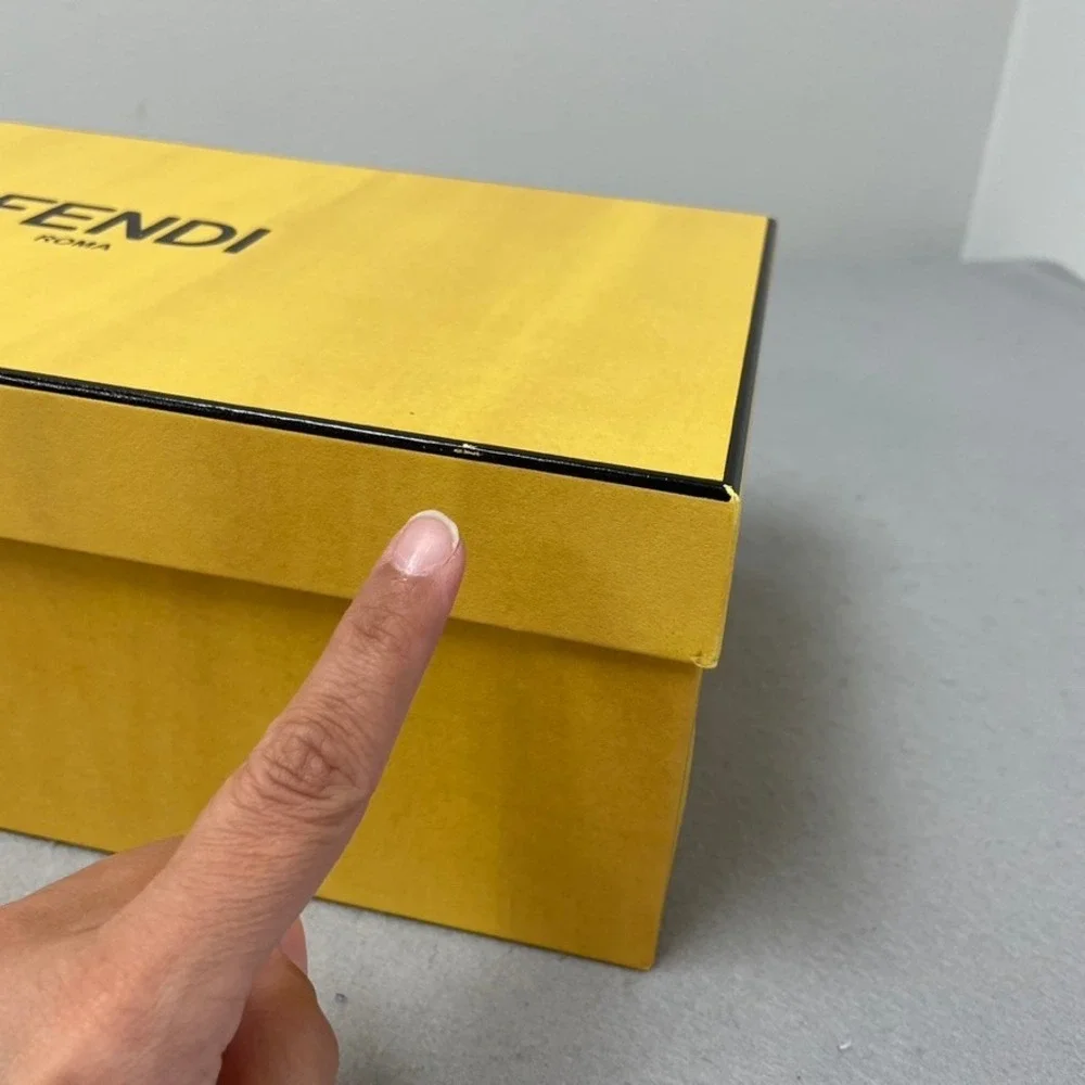 Fendi Shoe Box and Dust Bags Yellow Logo Authentic Storage Set 13.5x7.5x5